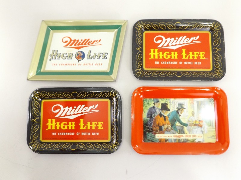 lot 79 image: Lot of Vintage Tin Miller High Life Tip Trays