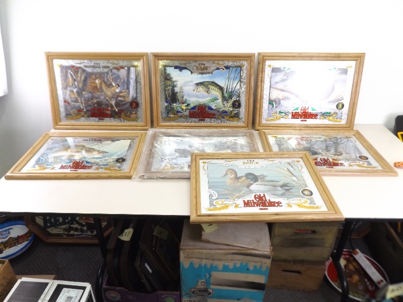 lot 92 image: Lot of&nbspNEW&nbspOld Milwaukee Wildlife Series Wood Framed Mirrors #1-#7