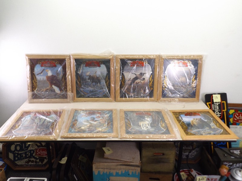 lot 93 image: Lot of&nbspNEW&nbspOld Milwaukee Wildlife Series II Wood Framed Mirrors #1-#8