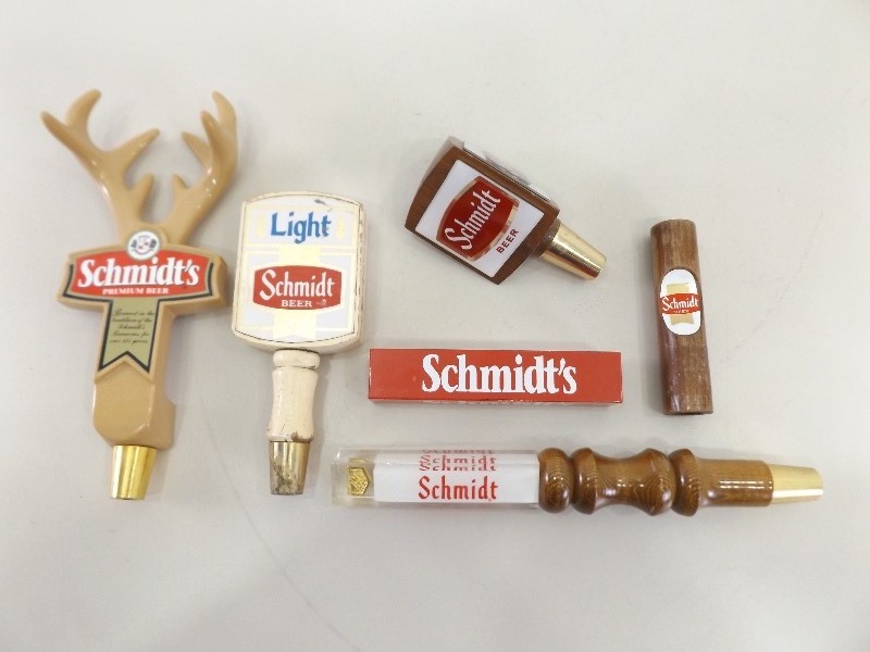 lot 114 image: 6 Misc. Schmidt Beer Tapper&nbspHandles