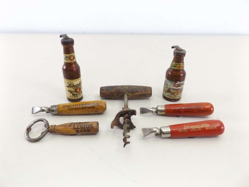 lot 135 image: Lot of Vintage Wood Handled Advertising Beer Bottle Openers