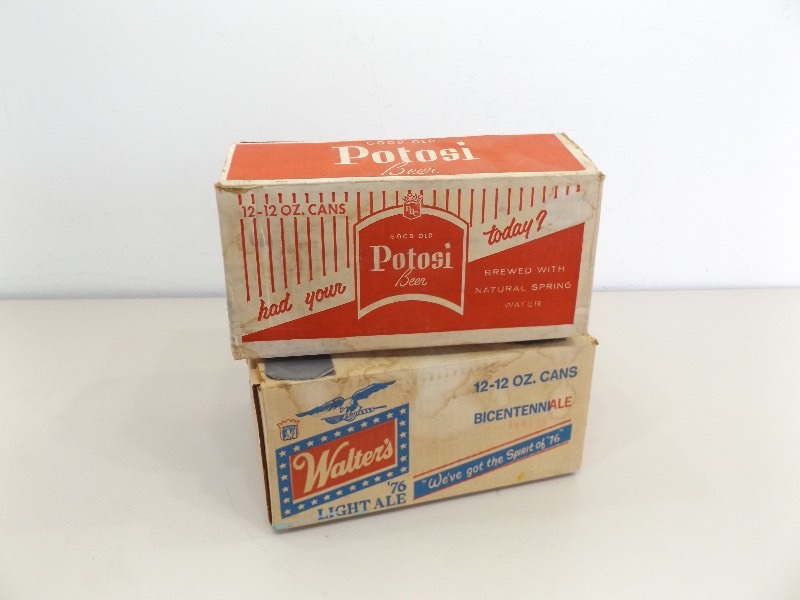 lot 161 image: Lot of 2 Vintage Walters Light, and Potosi Beer Tabbed Steel Can 12 Packs