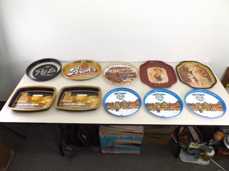 lot 168 image: Lot of Metal Beer Advertising Serving Trays