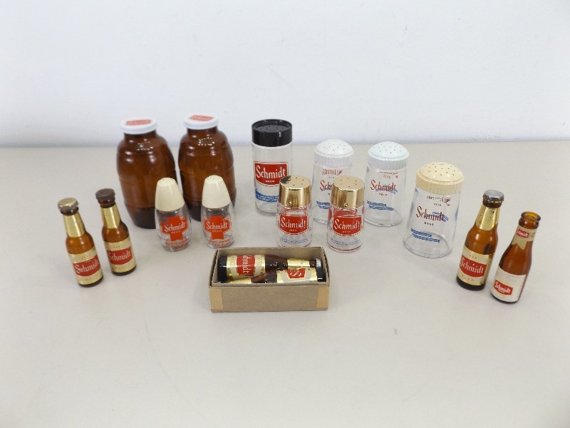 lot 176 image: Lot of Vintage Schmidt Beer Shakers etc.