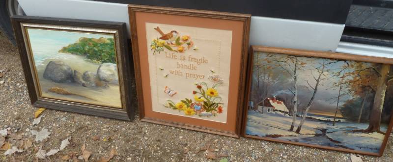 lot 61 image: Lot of medium size artwork, oils, p...