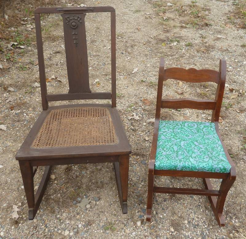 lot 64 image: two vintage rocking chairs, infant ...