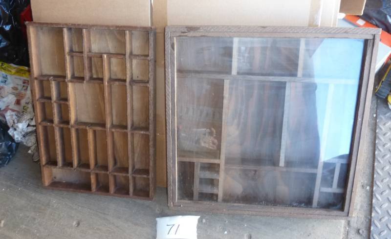 lot 71 image: 2 shadow boxes one with glass, 12x1...