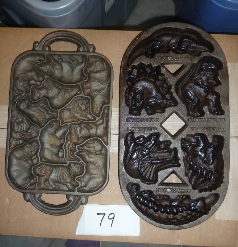 lot 79 image: 2 cast iron John Wright brand molds...