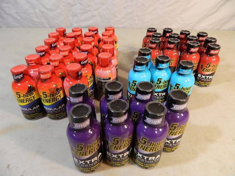 lot 72 image: Large Lot of 46 New 5 Hour Energy Shots with Display