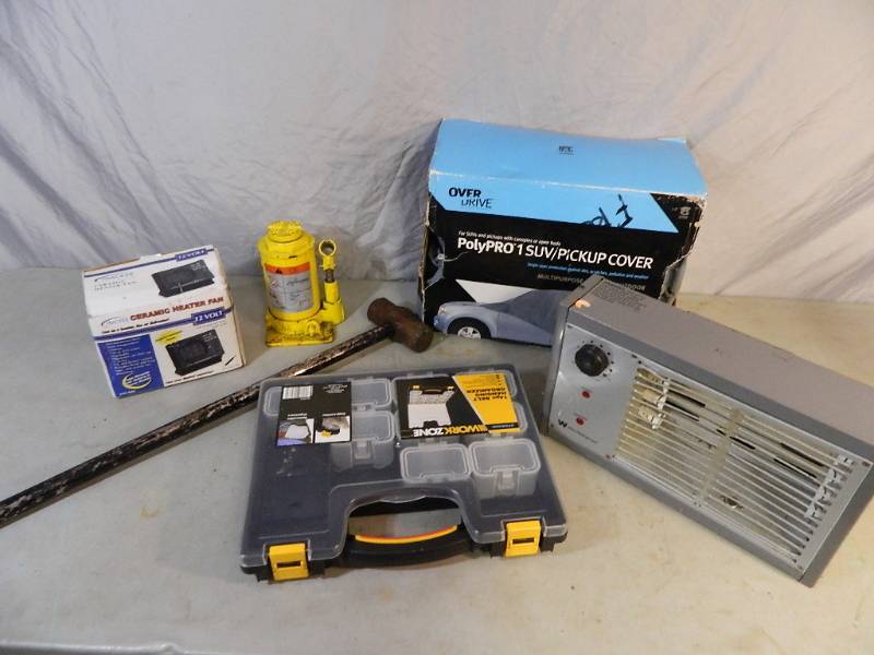 lot 99 image: Space Heater, Bottle Jack, and More