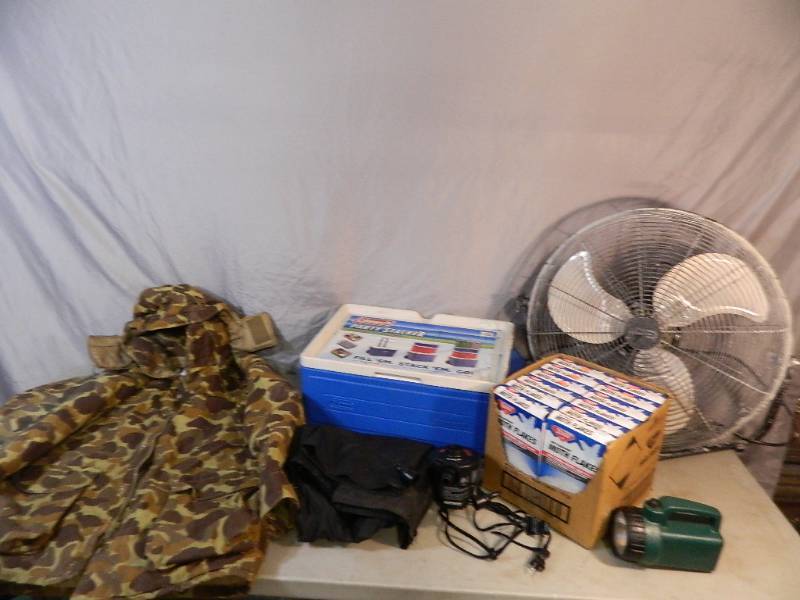 lot 105 image: Cooler, Jacket, Fan, and More