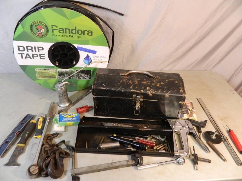 lot 111 image: Tools, Toolbox, and Drip Tape