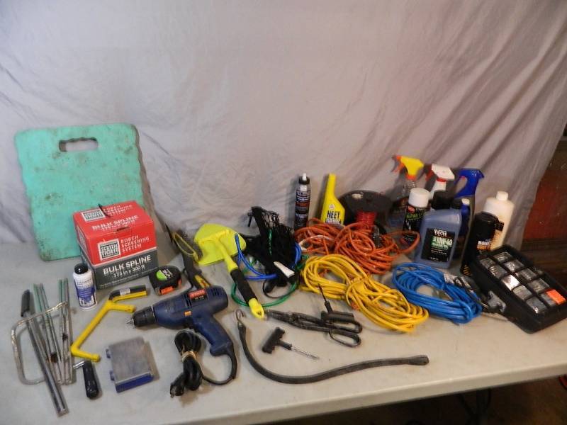 lot 117 image: Drill, Tools, and Shop Supplies