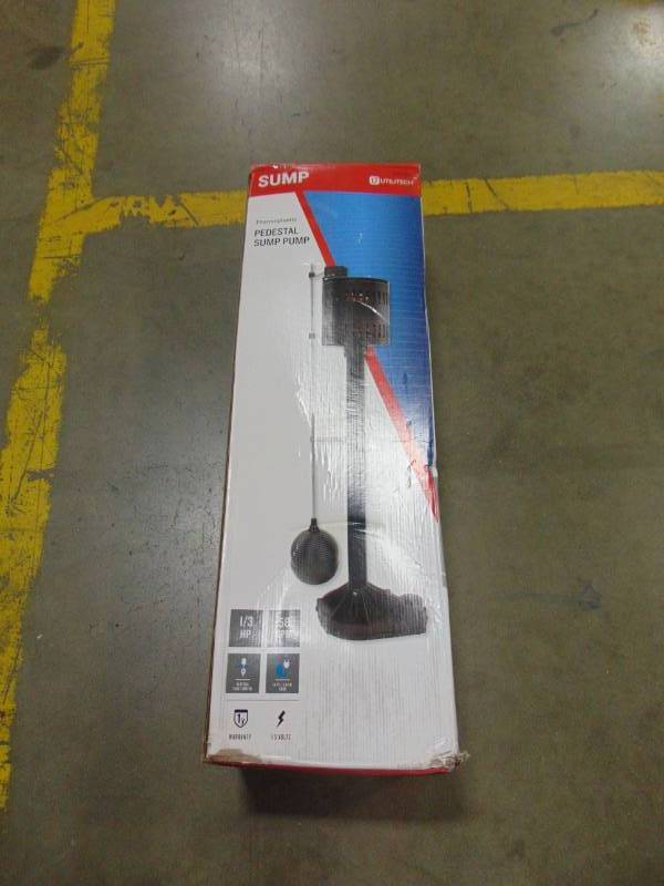 lot 6 image: Utilitech 0.33-HPThermoplastic Pedestal Sump Pump 148009