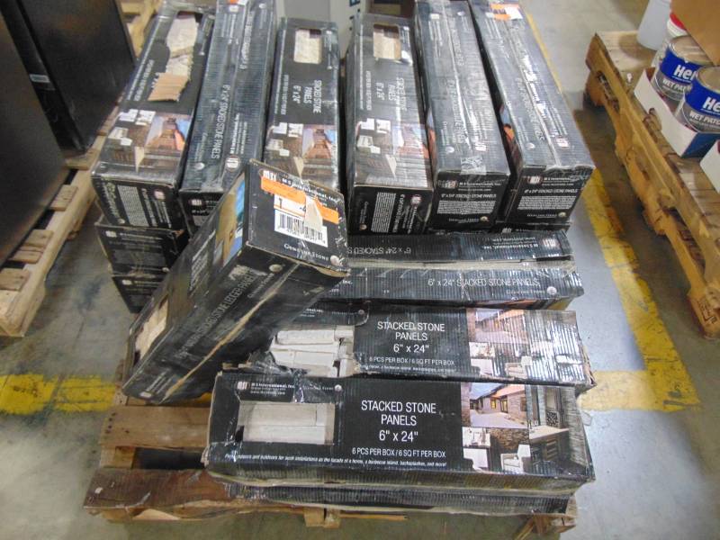 lot 12 image: Entire Pallet - MS International  Ledger Panel 6 in. x 24 in. Wall Tile - Picasso, Classic Oak, Roman Beige