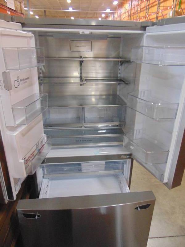 lot 50 image: LG SmartThinQ 23.5-cu ft 3-Door Counter-Depth French Door Refrigerator with Dual Ice Maker (Fingerprint-Resistant PrintProof Stainless Steel) ENERGY STAR LRFXC2406S UPDATE Missing Power Cord and Door Handles - Call, Text, Email With Questions.