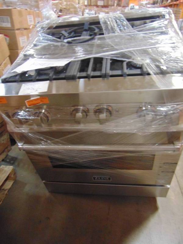 lot 54 image: ZLINE KITCHEN & BATH RG 4 Burners 4-cu ft Self-Cleaning Convection Freestanding Gas Range (Stainless Steel) (Common 30-in Actual 30-in) RG30