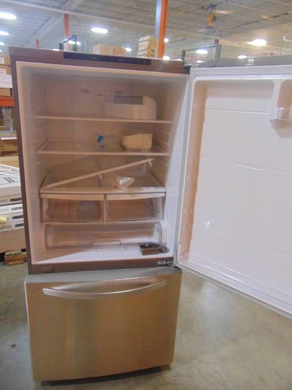 lot 55 image: LG 24.1-cu ft Bottom-Freezer Refrigerator with Ice Maker (Stainless Steel) LDCS24223S