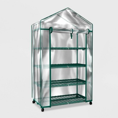 lot 209 image: Pure Garden 28 4-Tier Mini Plastic Greenhouse Clear - May Be Missing Pieces