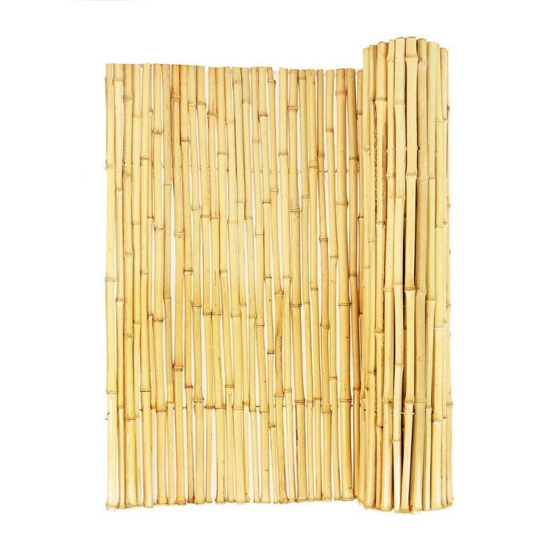 lot 210 image: Backyard X-Scapes 34 in. D x 6 ft. H x 8 ft. Natural Rolled Bamboo Fence.