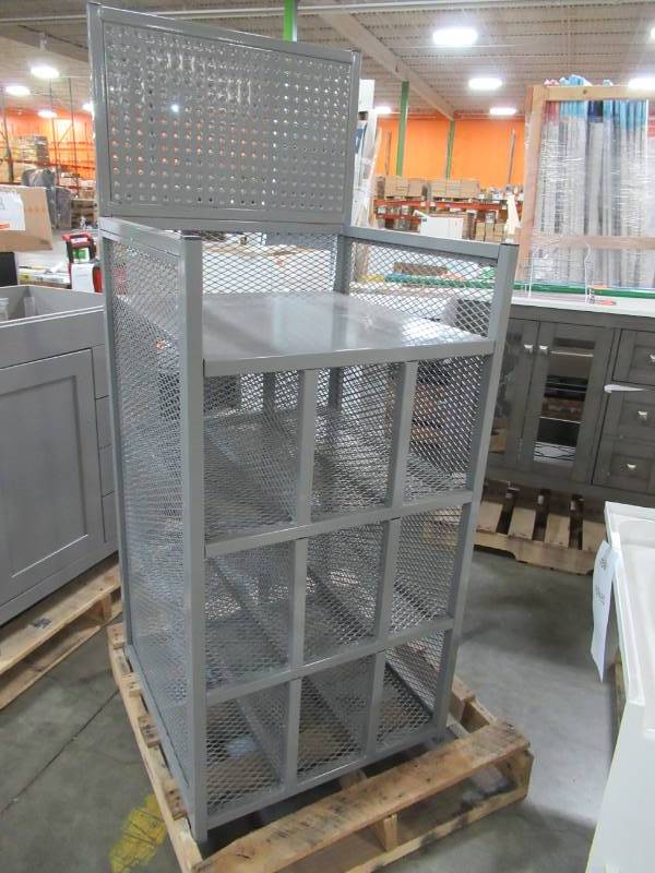 lot 202 image: Storage ShelvingStorage Unit. Measures 24 X 24 X 60 Tall.  9 Spaces to store small toolsitems.