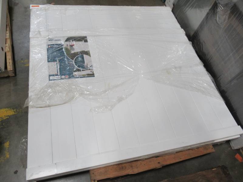 lot 236 image: Freedom (Actual 5.66-ft x 5.45-ft) Pre-Assembled Brighton White Vinyl Panel 73008781