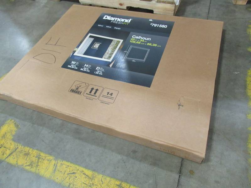 lot 242 image: Diamond FreshFit Calhoun 42 X 34 White Rectangular Bathroom Mirror 39D VM4234