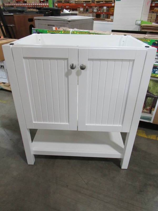 lot 251 image: Single Sink Country Style Vanity Cabinet, Approximate Measurements 27 X 19 12 X 31 12 Tall