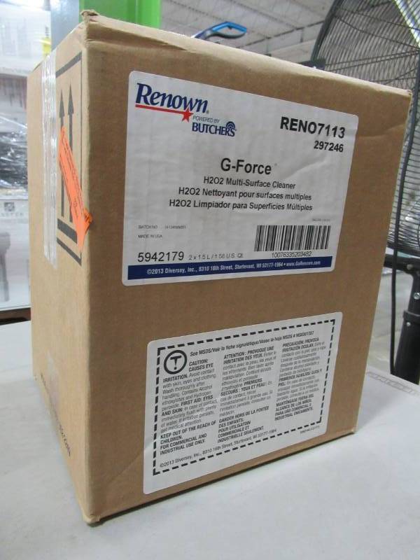 lot 359 image: 1 Case (2-Pack) of Renown RENO7113 G-Force H2O2 Multi-Surface Cleaner Rtd 1.5 l. Green Seal