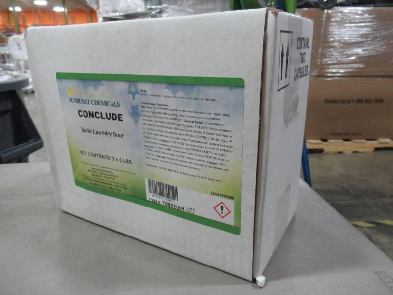 lot 328 image: 1 Case (2-Pack) of Sunburst Chemicals Conclude Solid Laundry Sour - 5lbs, 7880S2H.