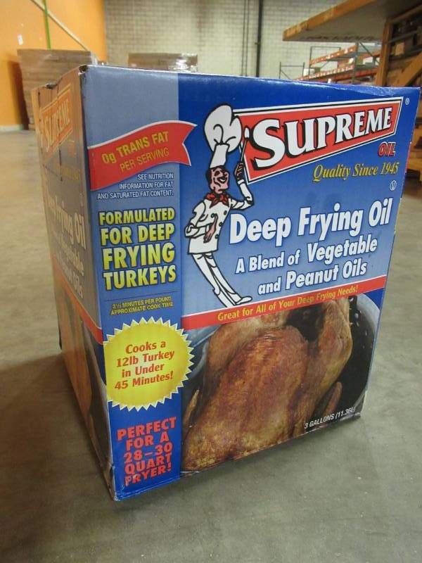 lot 96 image: Supreme Oil Deep Frying Vegetable and Peanut Oil Blend 384 fl. oz. GREAT FOR FRYING TURKEYS