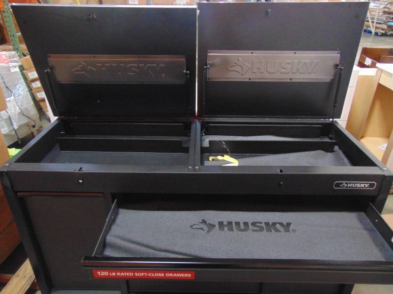 lot 170 image: Husky 63 in. W x 23 in. D 11-Drawer Mobile Workbench with Flip-Top Work Surface H63MWC11FT