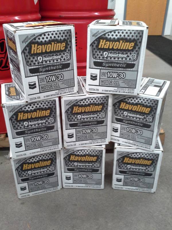 lot 97 image: 8 Cases of Havoline Synthetic Motor Oil 10W-30 1-qt. Bottles
