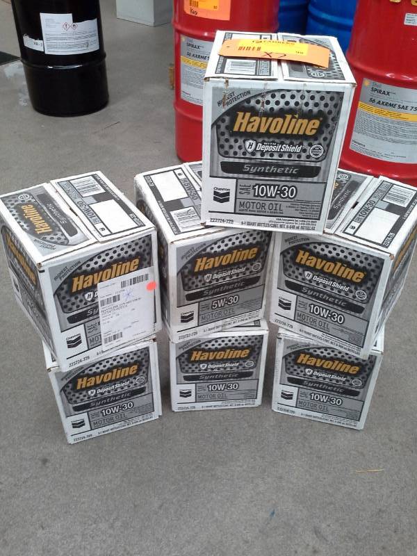 lot 98 image: 7 Cases of Havoline Synthetic Motor Oil 10W-30 1-qt. Bottles