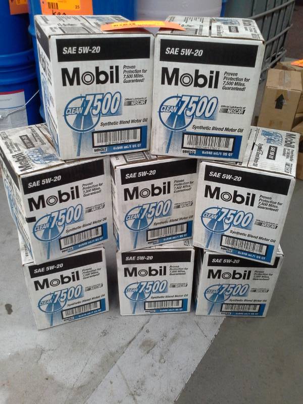 lot 101 image: 8 Cases of Mobil Clean 7500 Synthetic Motor Oil 5W-20 1-qt. Bottles
