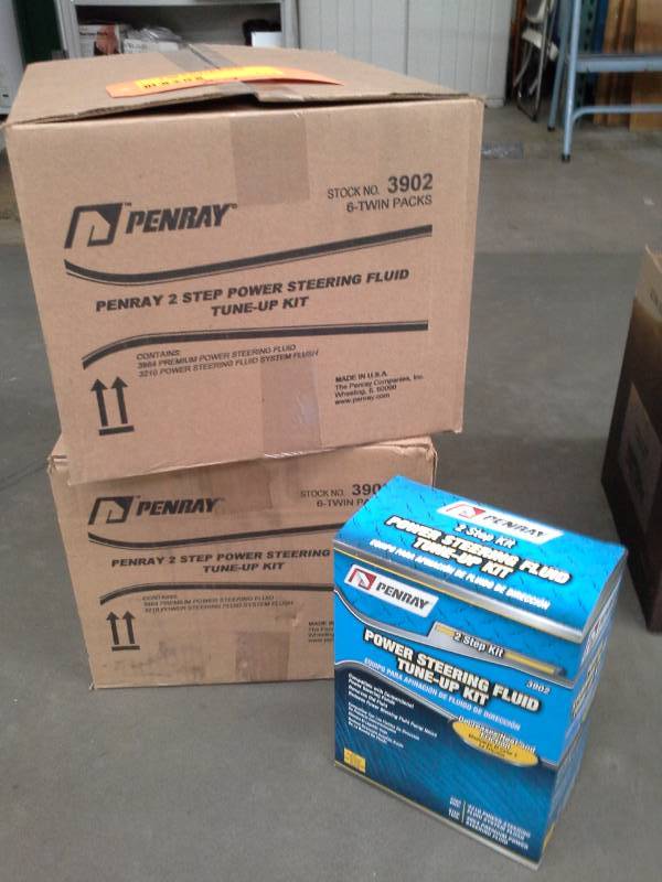 lot 114 image: 2 Cases of Penray 2-Step Power Steering Fluid Tune-Up Kits Twin-Packs
