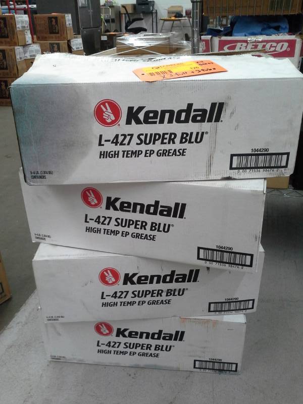 lot 126 image: 4 Cases of Kendall L-427 Super Blu High Temp EP Grease 4-lbs. Tubs - One Has Only 3 Tubs