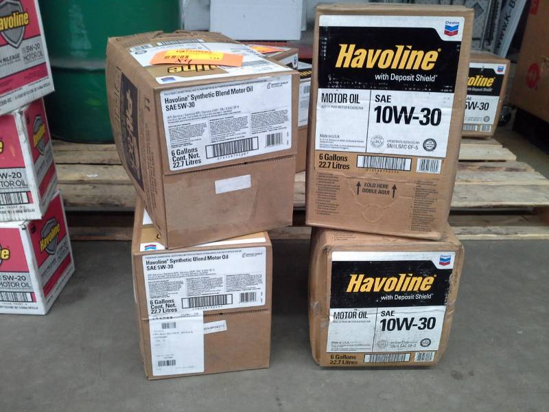 lot 134 image: 4 Cases of Havoline Synthetic Blend Motor Oil 5W-30 6-Gallon Bottles