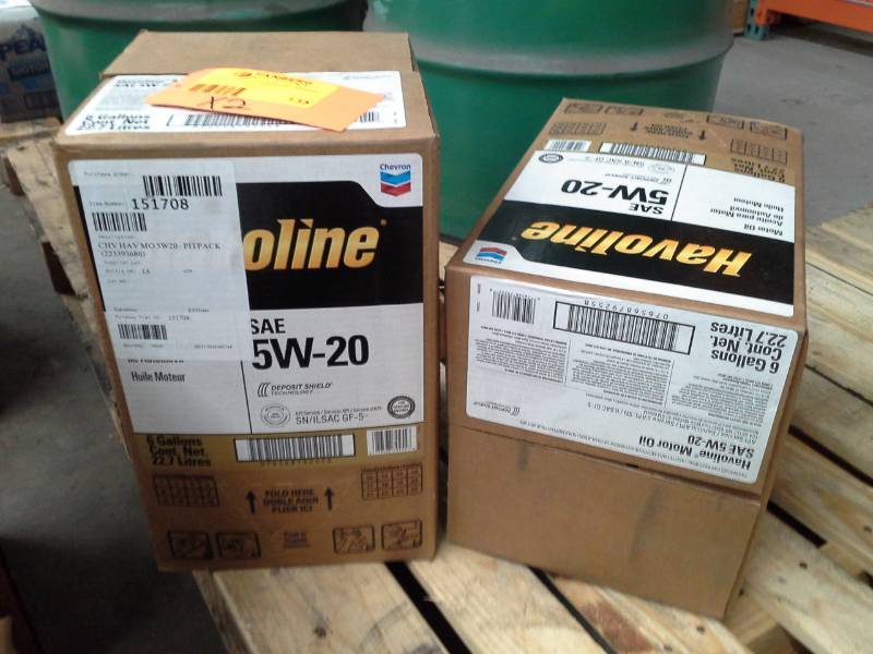 lot 135 image: 2 Cases of Havoline Motor Oil 5W-20 6-Gallon Bottles