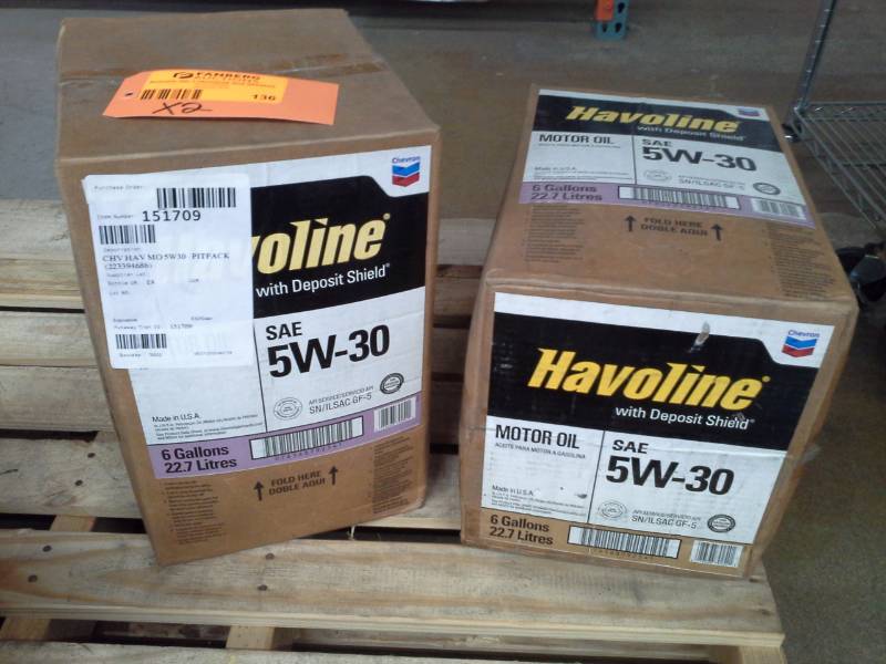 lot 136 image: 2 Cases of Havoline Motor Oil 5W-30 6-Gallon Bottles