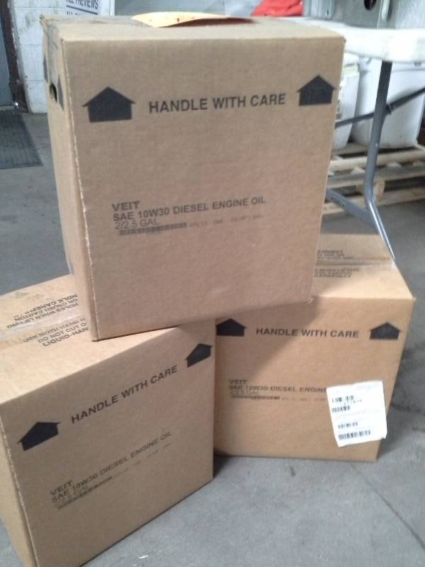 lot 243 image: 3 Cases of Veit SAE 10W30 Diesel Engine Oil 2.5-Gallon Bottles