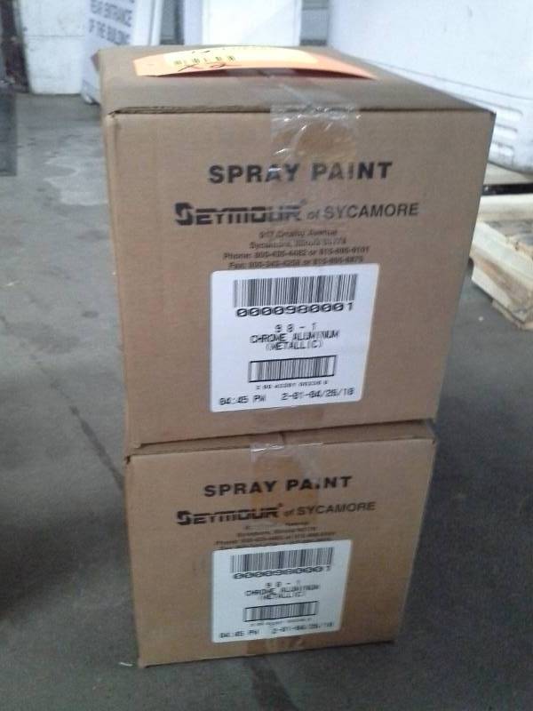 lot 250 image: 2 Cases of Seymour of Sycamore Chrome Aluminum Metallic Spray Paint 12-oz. Aerosol Cans