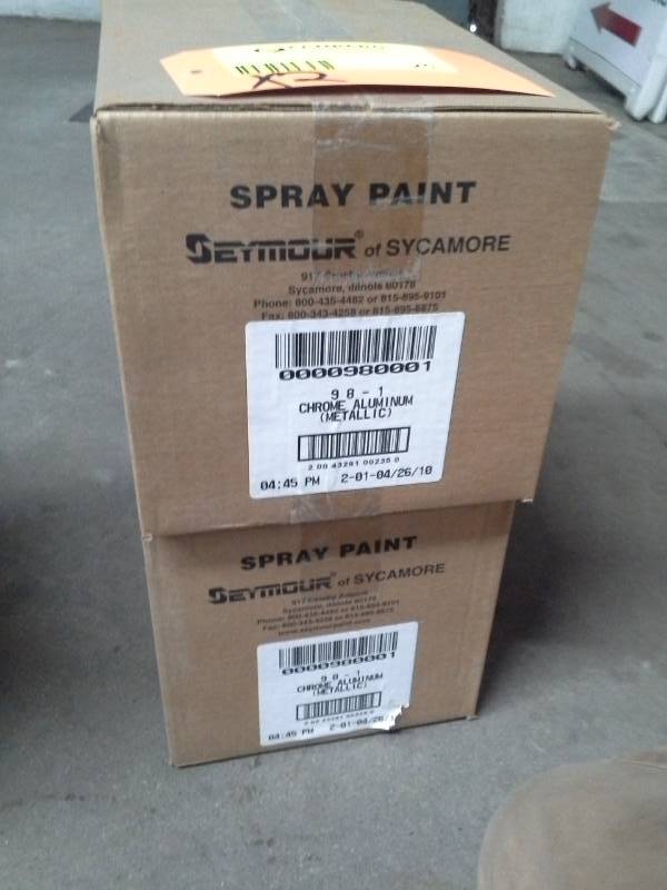 lot 251 image: 2 Cases of Seymour of Sycamore Chrome Aluminum Metallic Spray Paint 12-oz. Aerosol Cans