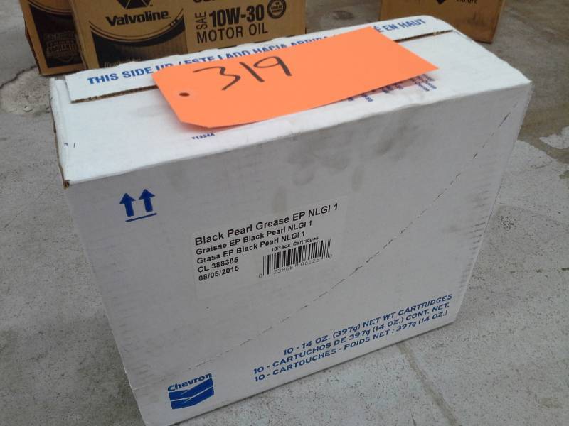 lot 319 image: 1 Case of Chevron Black Pearl Grease EP NLGI 1 14-oz. Cartridges