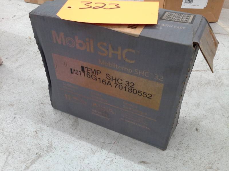 lot 323 image: 1 Case of Mobil Mobiltemp SHC 32 Synthetic Grease 3.54-kg.