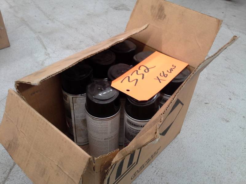 lot 332 image: 8 Aerosol Cans of Technicians Choice TEC 99108 Satin Black Enamel Paint 12-oz.