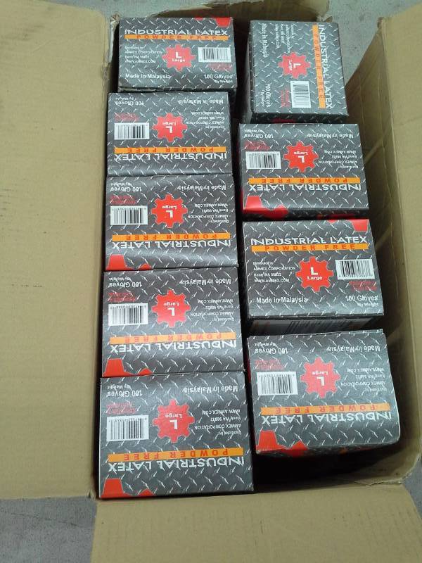 lot 342 image: 1 Case of Gloveworks Industrial Latex Powder Free Gloves Large 10 Boxes x100 ILHD46100