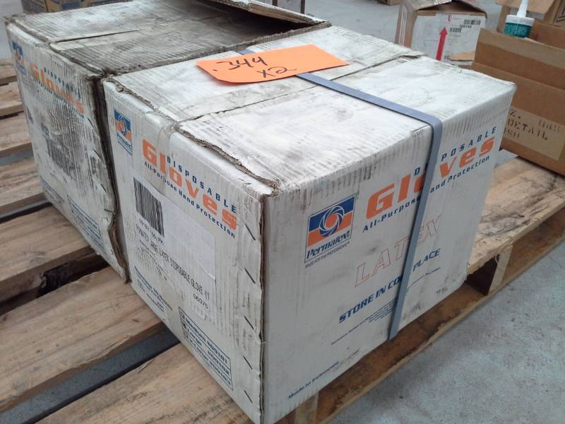 lot 344 image: 1 Case of Permatex Large Latex Disposable Glove Large 10 Boxes x 100