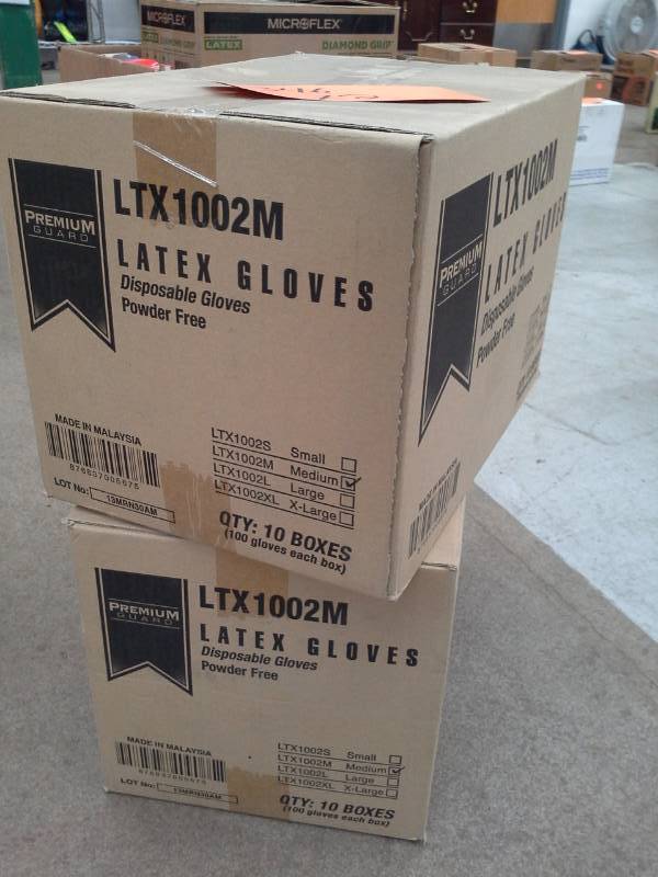 lot 346 image: 2 Cases of Premium Guard Powder Free Disposable Latex Gloves Medium LTX1002M