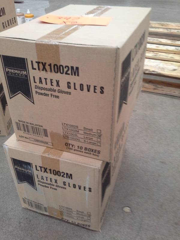 lot 347 image: 2 Cases of Premium Guard Powder Free Disposable Latex Gloves Medium LTX1002M